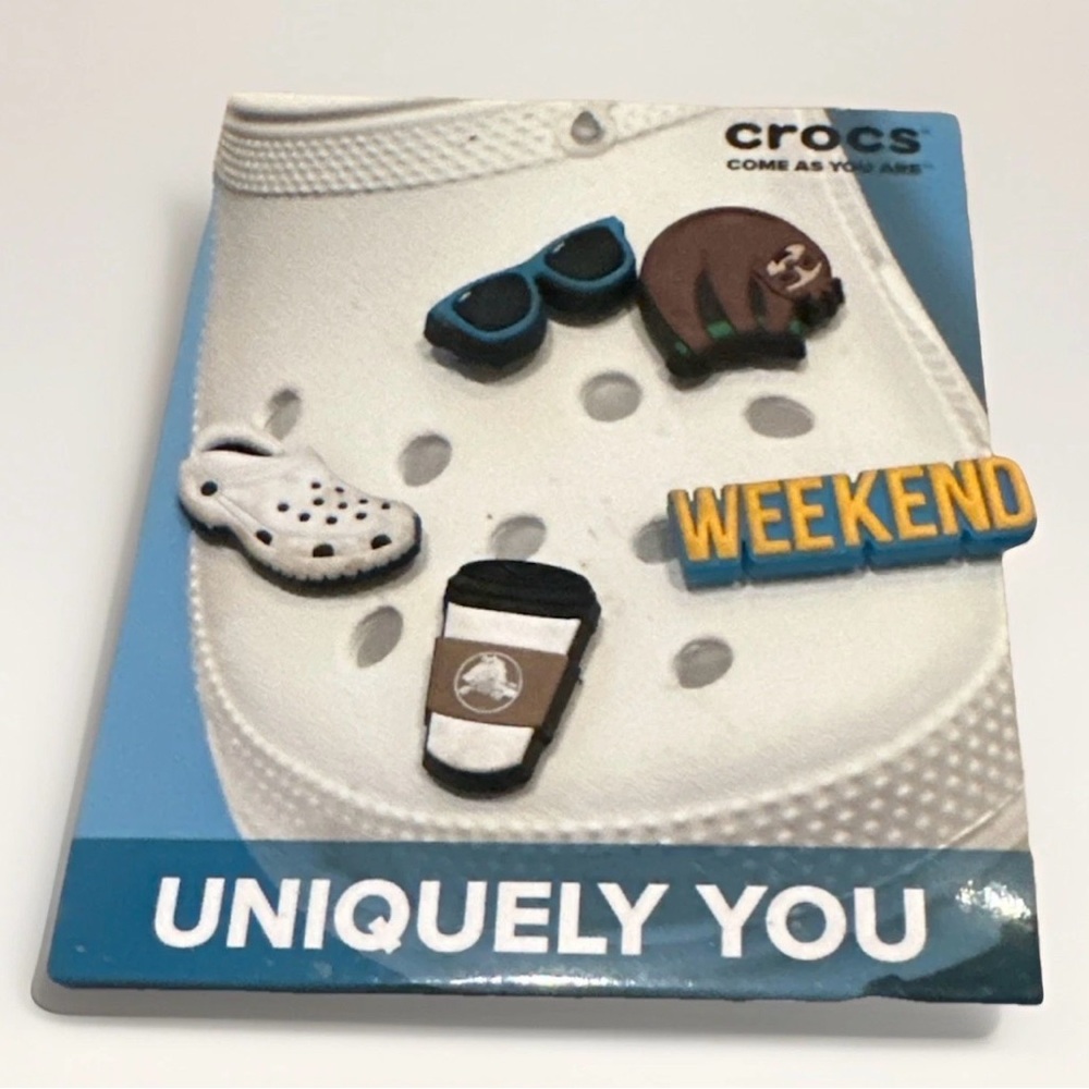 Crocs Jibbitz Charms Weekend Coffee Sunglasses Sloth Shoe Clog Set of 5